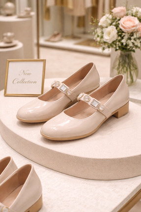 MOON CLOUD INCILI KREM RENGI EV OFİS BABET AYAKKABI ZYN106