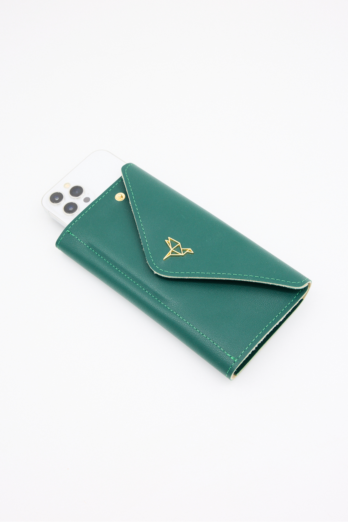 Envelope Phone and Coin Split Envelope Model Emerald Green Women Wallet