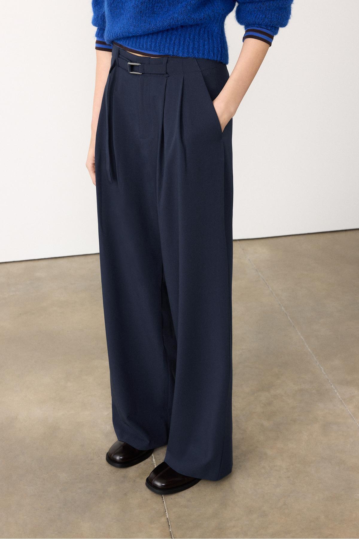 Stradivarius  Tokalı detaylı geniş paça pantolon - Görsel 3