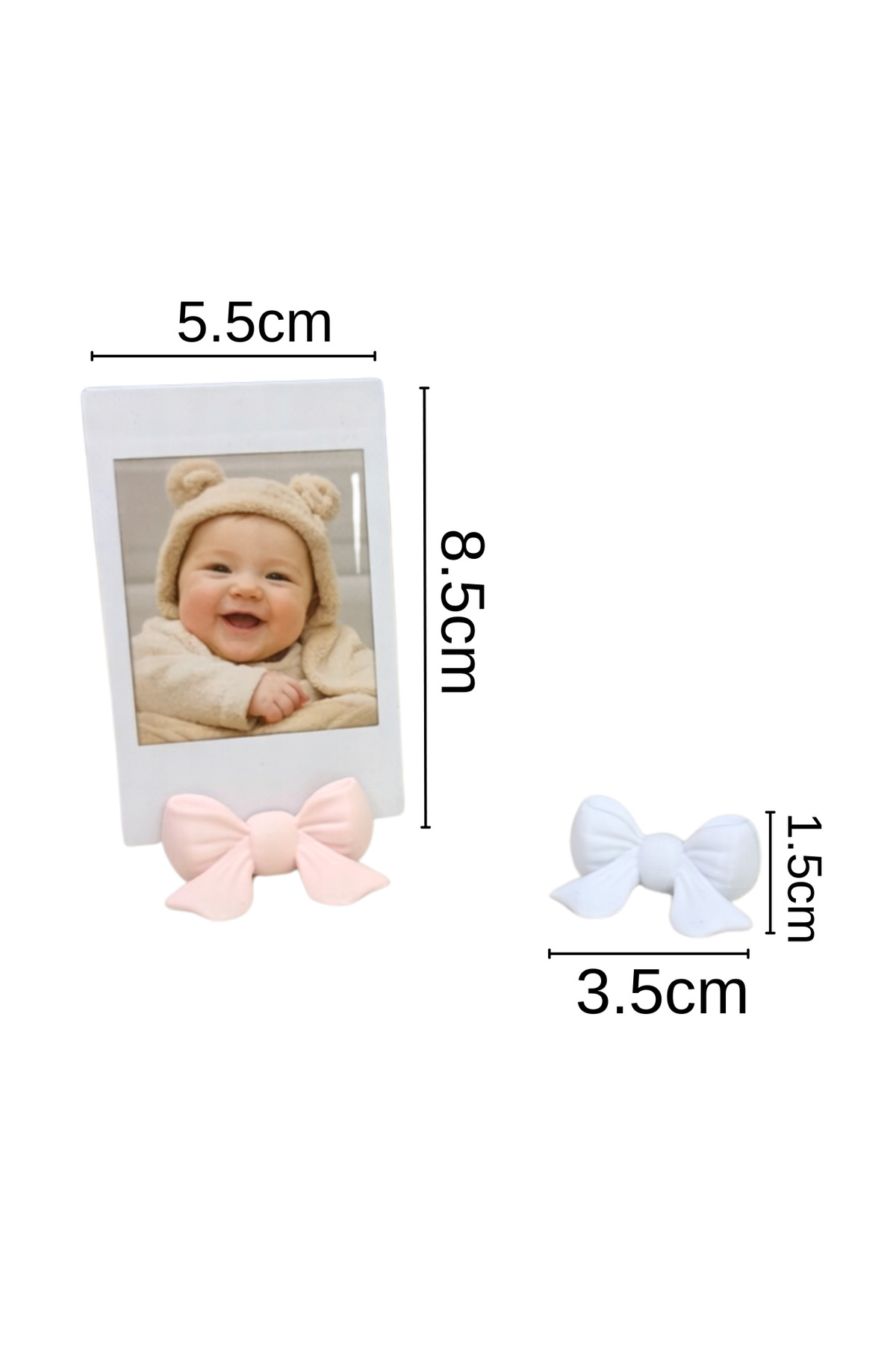 hobier 2 Adet Pastel Pembe, Beyaz Kurdele Tasarımlı Fotoğraf Tutucu, Hatıra, Anı, Çocuk, Bebek Odası fotoğrafı 2 (önizleme)