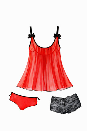 GOB Büyük Beden GoB Signature Kırmızı Tül Babydoll 3’lü Takım – Büyük Beden, ...