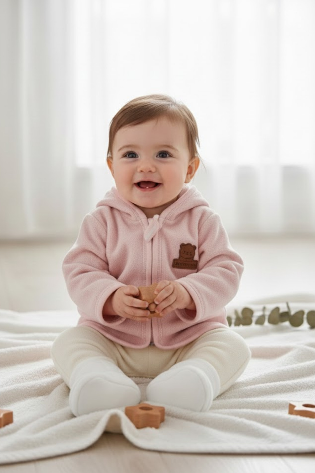 BABYİLAY Kapüşonlu Fermuarlı Bebek Polar Ceket – Yumuşak, Sıcak ve Rahat Kışlık Bebek Montu fotoğrafı 2 (önizleme)
