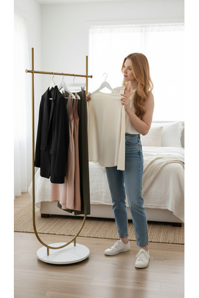 Fec Reklam Nova Raflı Metal Ayaklı Askılık Raflı Ayaklı Elbise Askılığı Konfe...