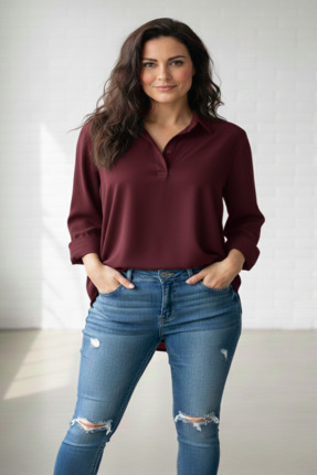 Black project CEPSİZ OVERSİZE GÖMLEK BORDO