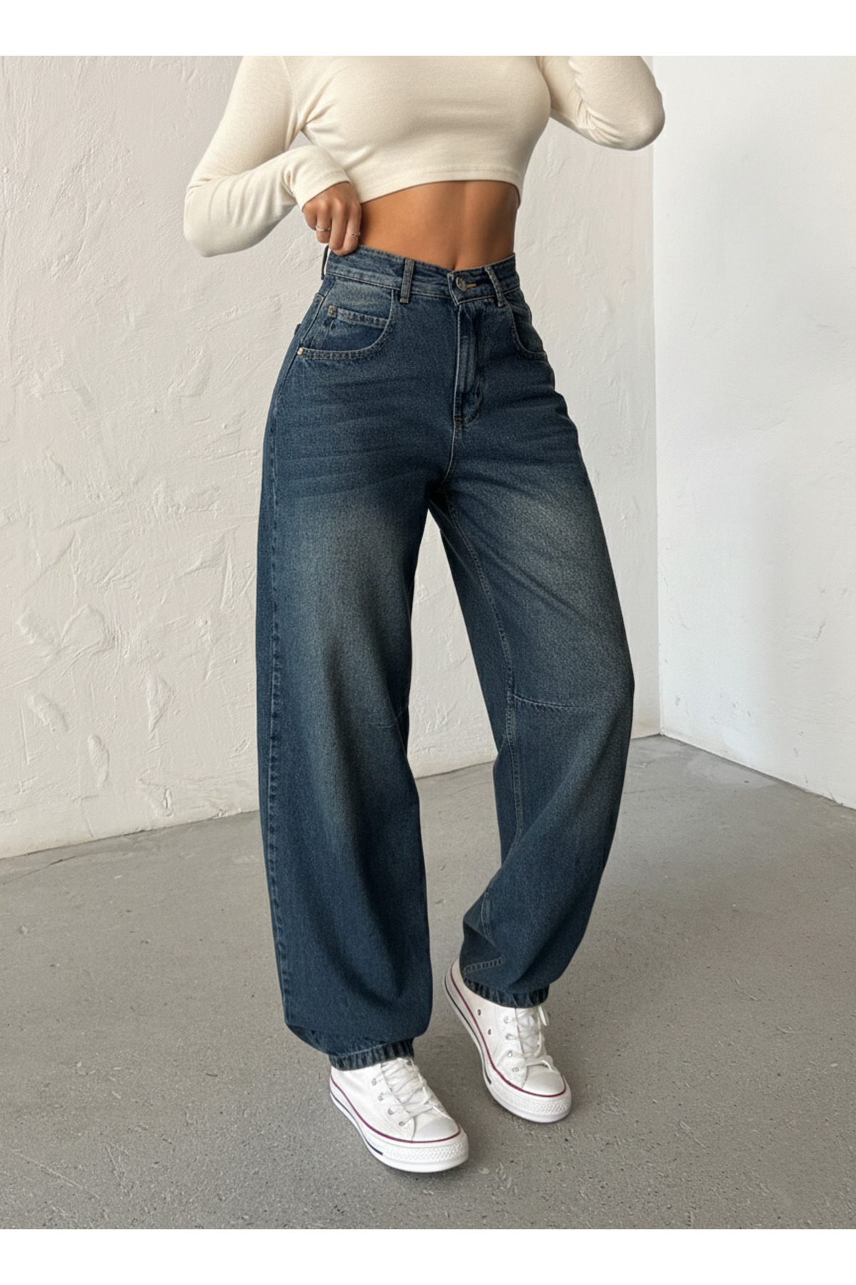 BLUE MARLIN  TİNTLİ ARKA KEMER TOKALI BOL PAÇA BAGGY