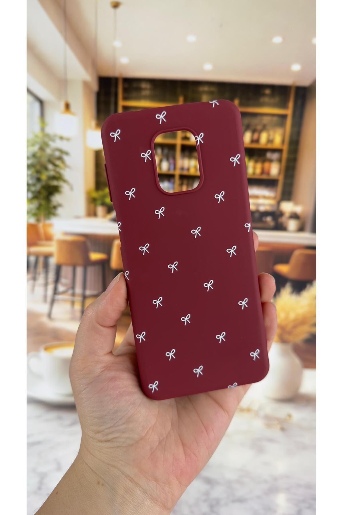Redmi Note 9 Pro/9S Compatible White Bow Pattern Silicone Shock Absorber Classic Protected Rubber Case