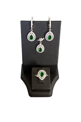 Turkuaz Silver Yeşil Kuvars Taşlı Takım