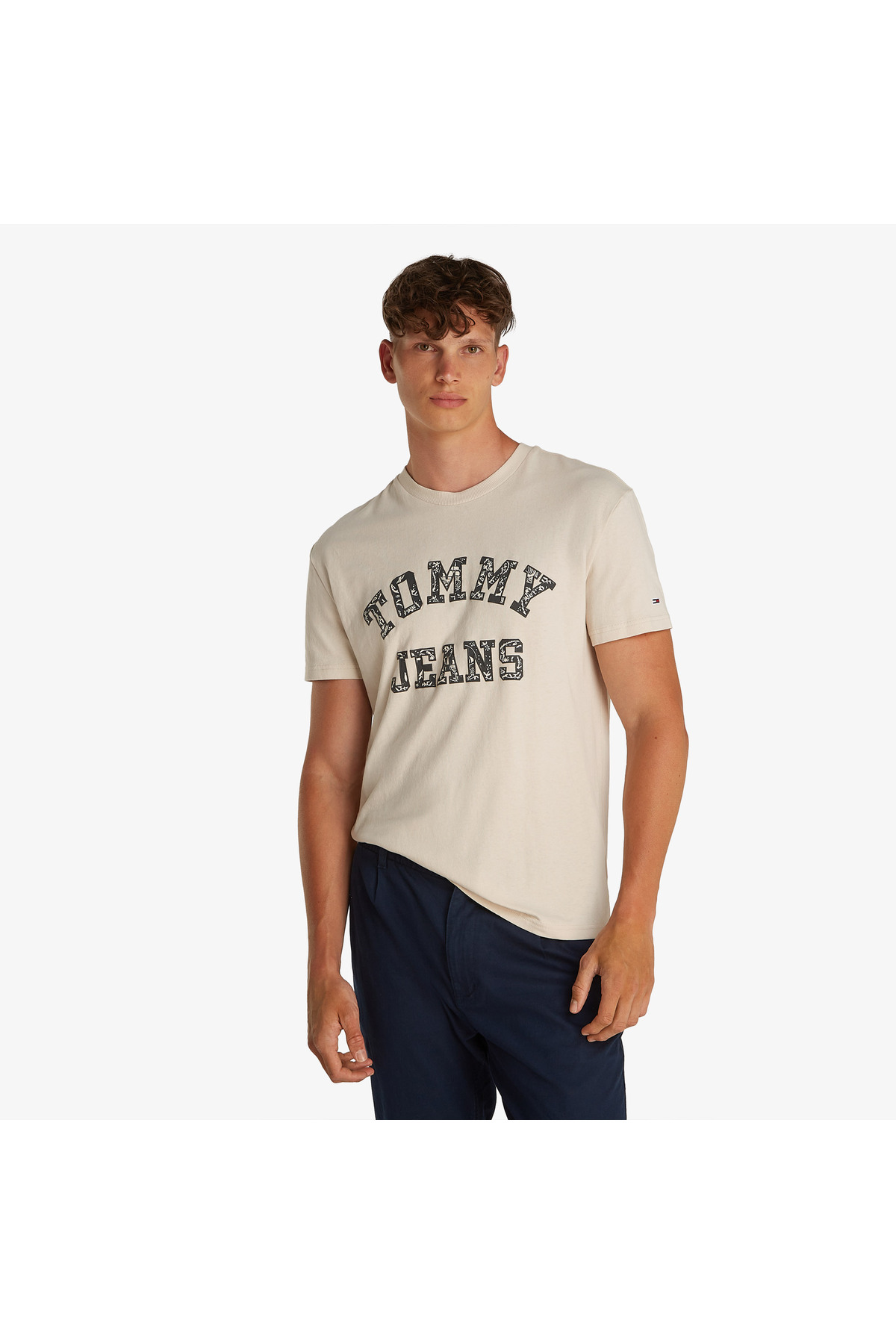تامی هیلفیگر تی‌شرت مردانه تامی جینز مدل Reg Paisley College Ext به رنگ بژ