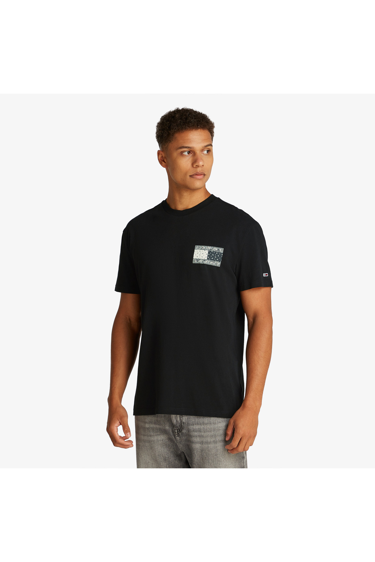 تامی هیلفیگر تی‌شرت مردانه مشکی تامی جینز طرح Reg Paisley Flag Ext