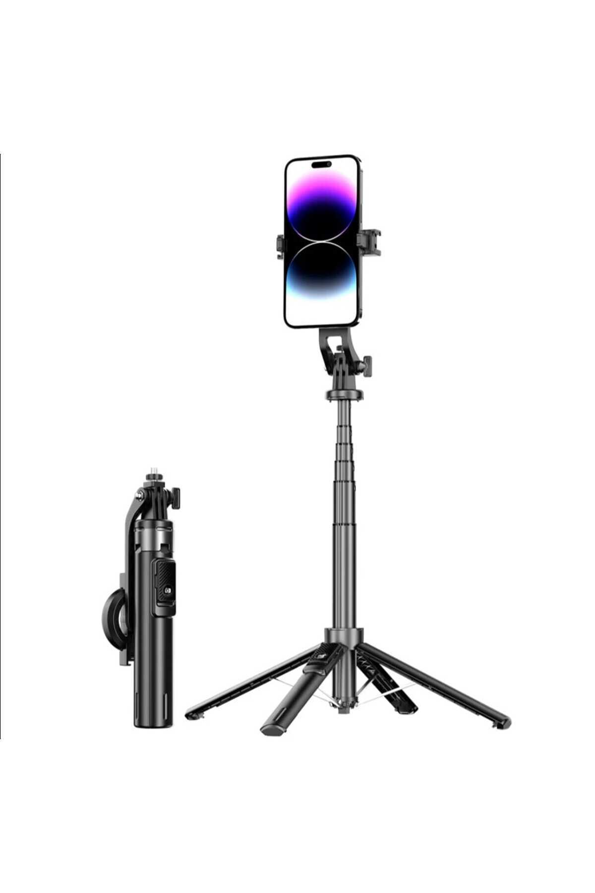 Selfie stick with Magsafe and Gopro Compatible Bag, Auto-Open 163 cm Tripod Remote Control