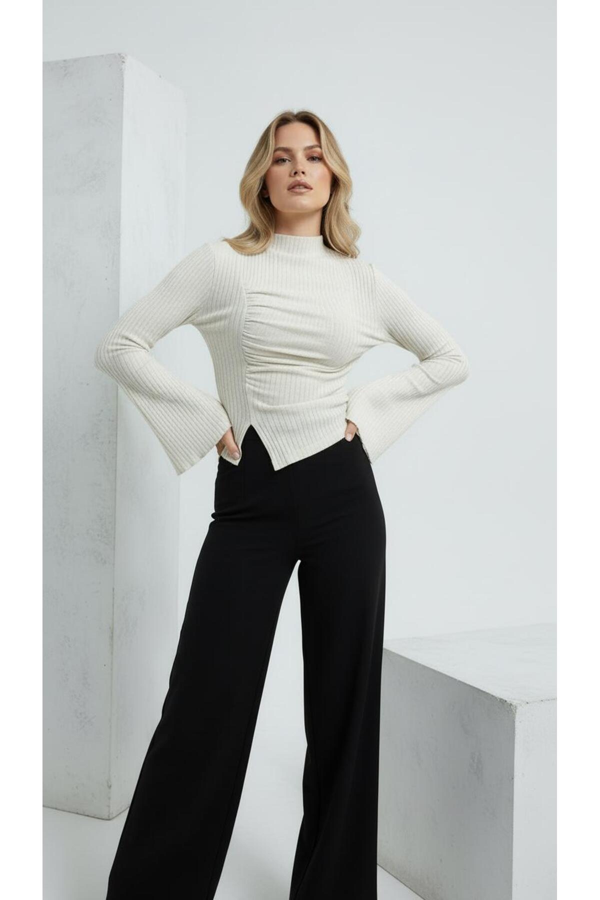 peri tower  YENİ SEZON Kadın Fitilli Büzgü Detaylı Bluz 13 - Görsel 2