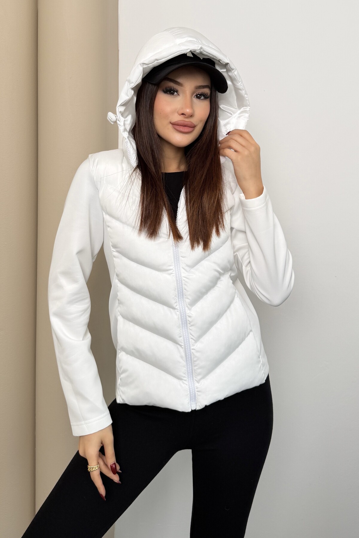 moda armanc  Kadın Kapüşonlu Şişme Mont Range Rover Mom Ceket - Görsel 2