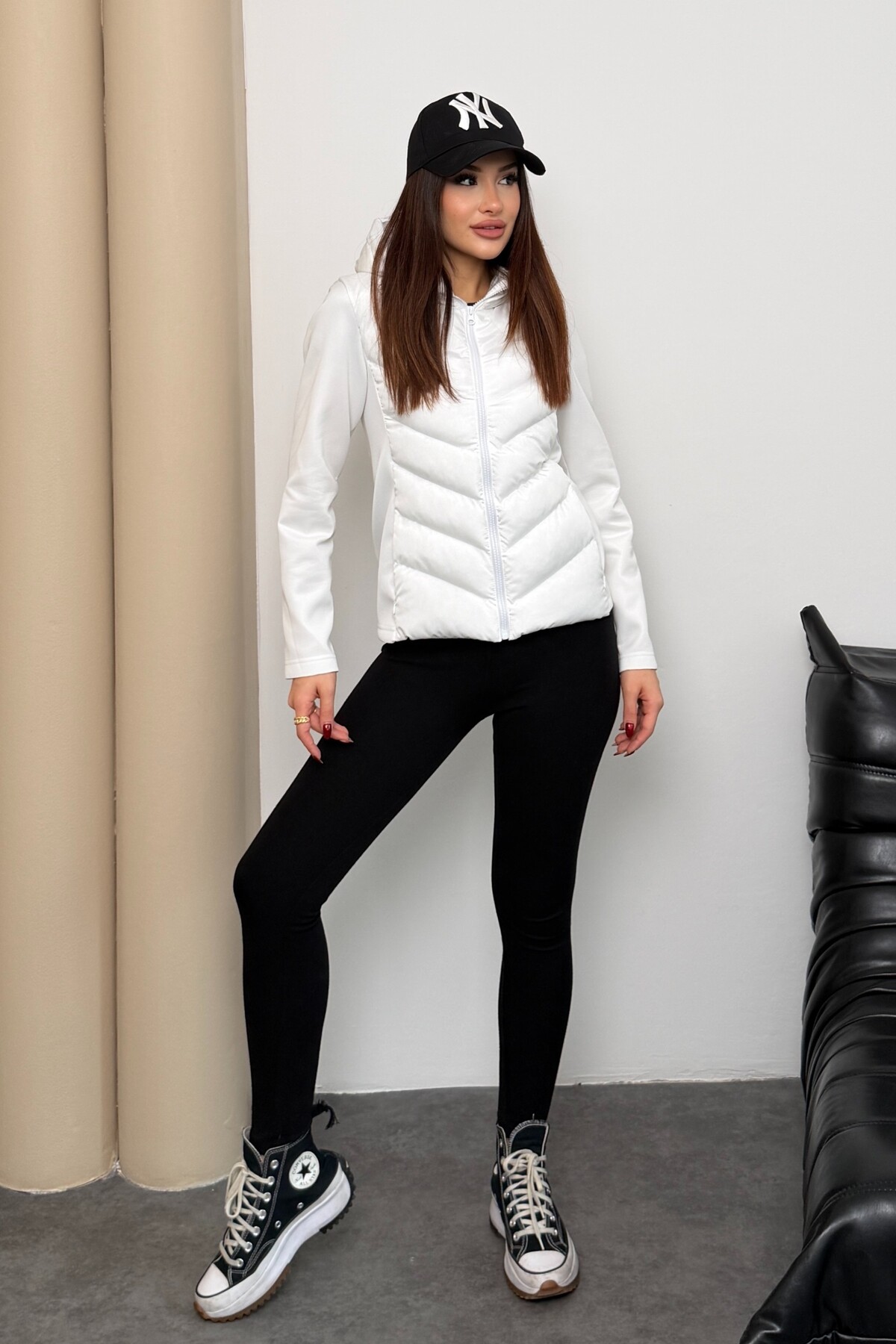 moda armanc  Kadın Kapüşonlu Şişme Mont Range Rover Mom Ceket - Görsel 8