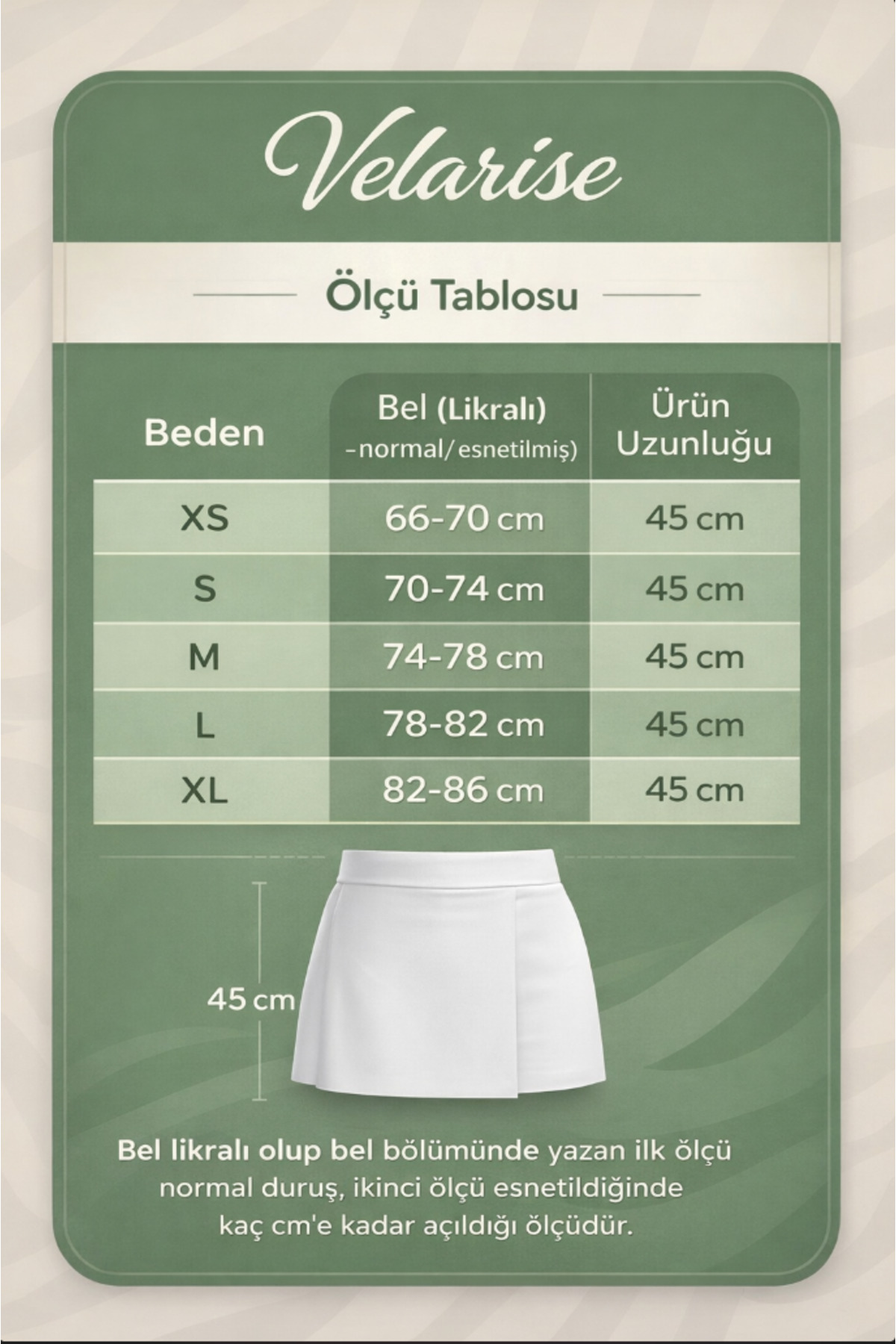 Velarise  Kadın Günlük Şık Siyah Şort Etek - Görsel 4