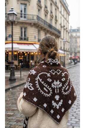 LAGRANZE Asil Dokunuş Desenli Üçgen Çift Taraflı Kadın Şal