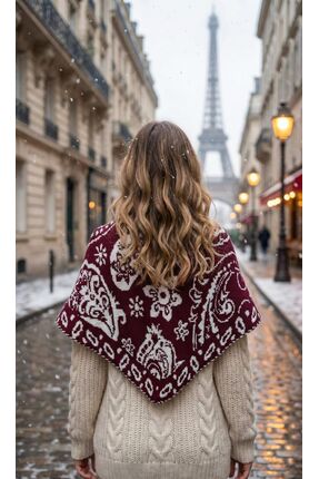 LAGRANZE Asil Dokunuş Desenli Üçgen Çift Taraflı Kadın Şal