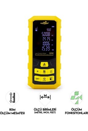 DAWREK Dawreek Mesafe Ölçer H01 Yellow 80 Metre Dijital El Tipi Mesafe Ölçüm ...