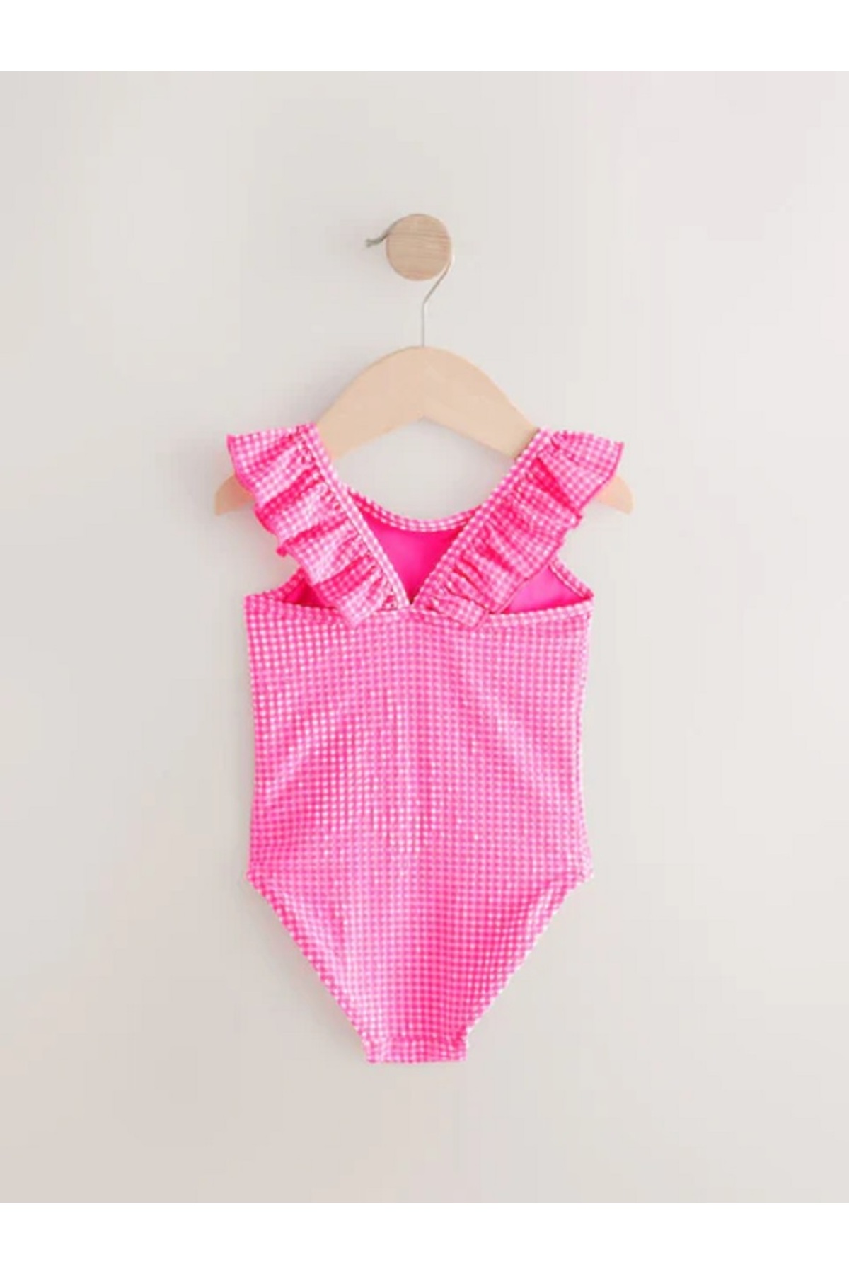 Next Baby Pembe Ekose Fırfırlı Omuzlu Mayo fotoğrafı 6 (önizleme)