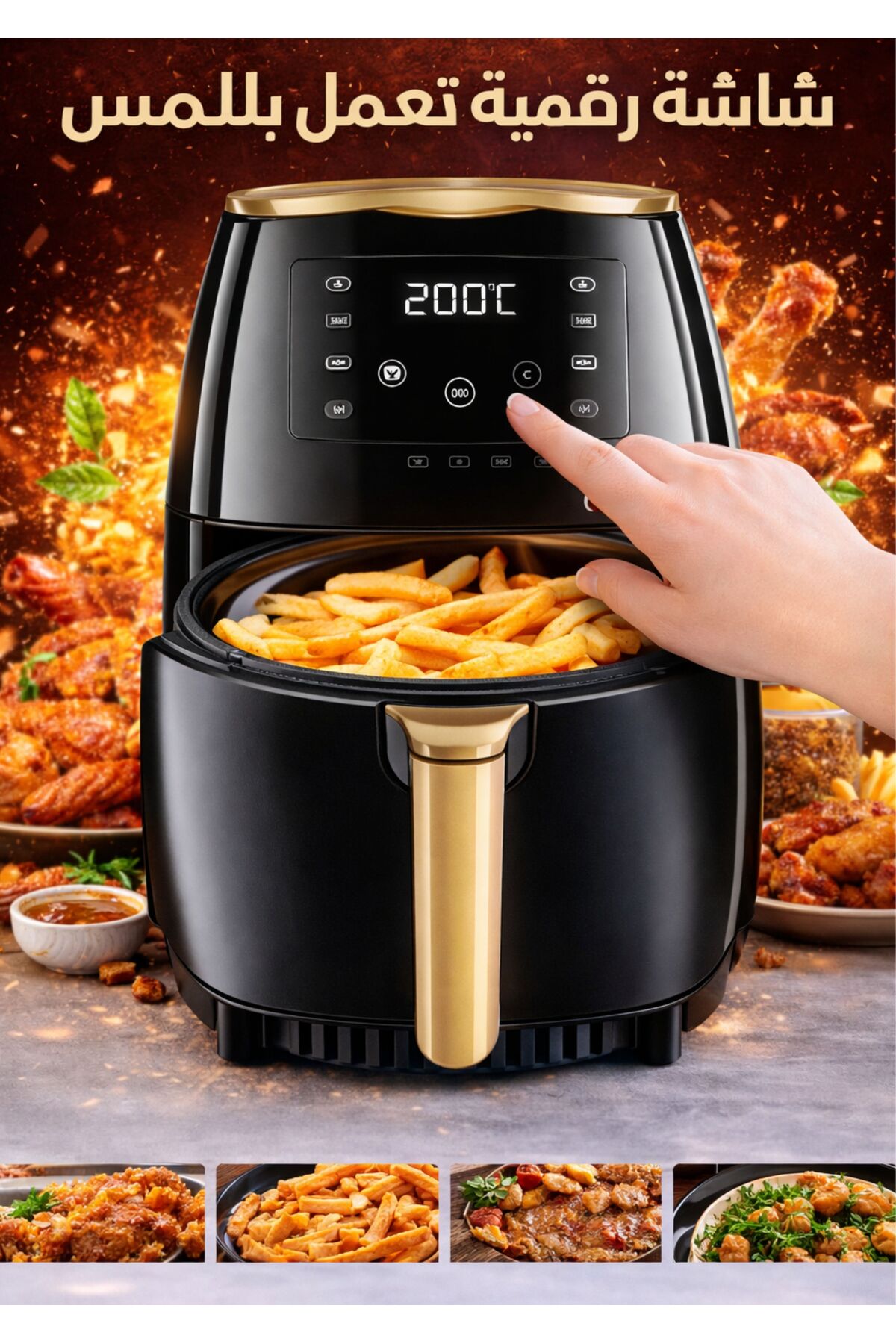 مقلاة هوائية رقمية سعة 6 لترات مع شاشة لمس - مقلاة...