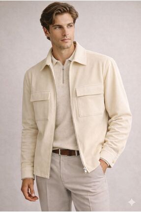 pamuna krem fitilli gömlek ceket