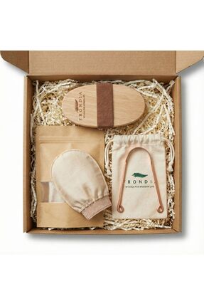 Frondia 3'lü Set | %100 Doğal At Kılı Fırça + Saf Bakır Dil Sıyırıcı + % 100 ...