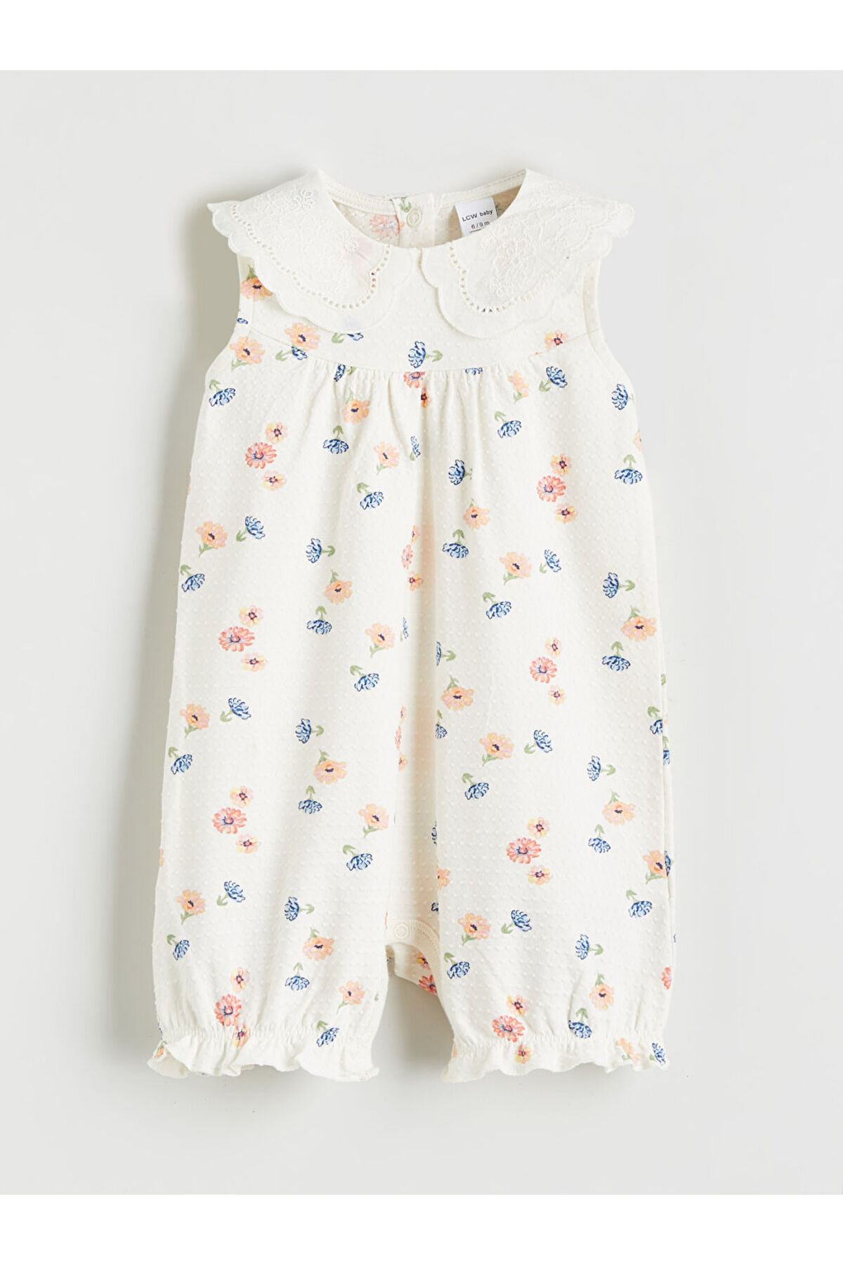 LC Waikiki LCW baby Ecru Baby Collar Floral Baby Girl Romper