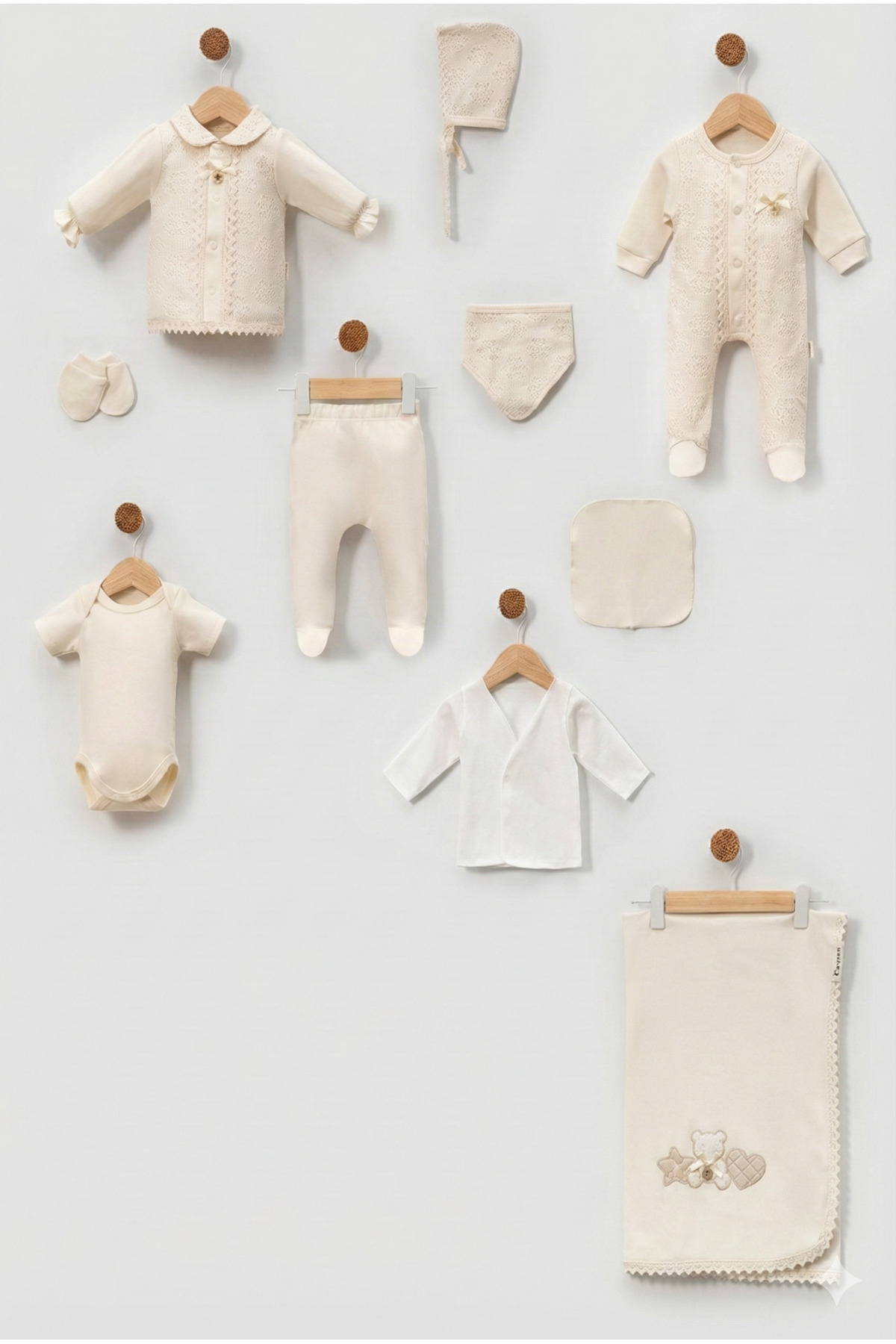 ZEYNUKO KIZ BEBEK DANTELLİ 10'LU YENİDOĞAN HASTANE ÇIKIŞI ZIBIN SETİ KUTULU fotoğrafı 3 (önizleme)