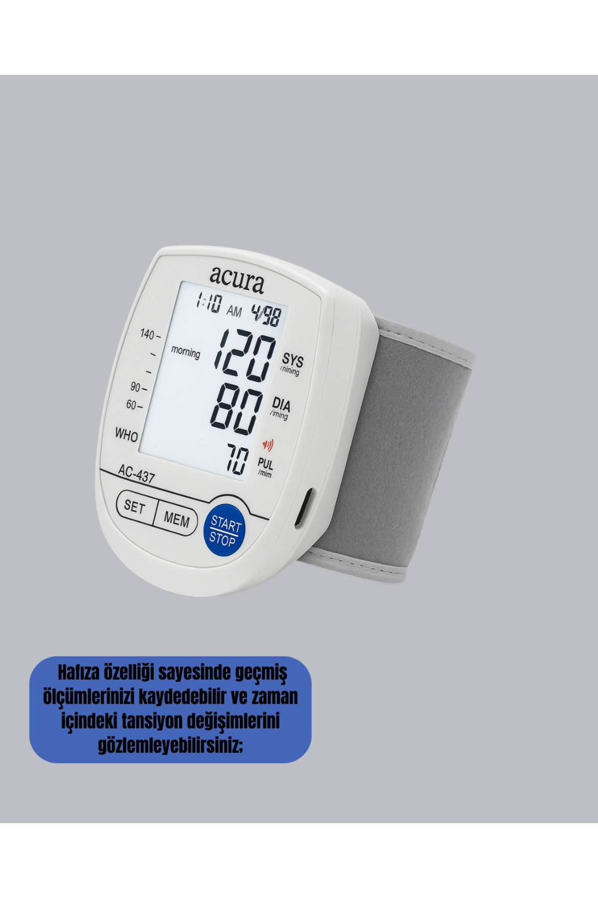 Epilons Akıllı Bilek Tansiyon Aleti Hem Şarjlı Hem Pilli Kolay Ölçüm fotoğrafı 3 (önizleme)