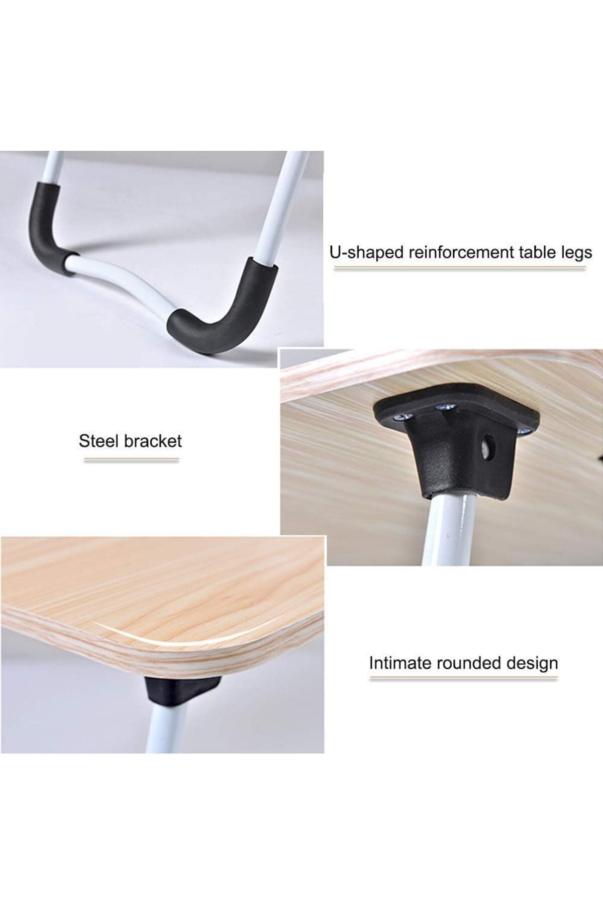 طاولة لابتوب للسرير محمولة قابلة للطي مع حامل أكواب للعمل وتناول الطعام والكتابة، لون بيج