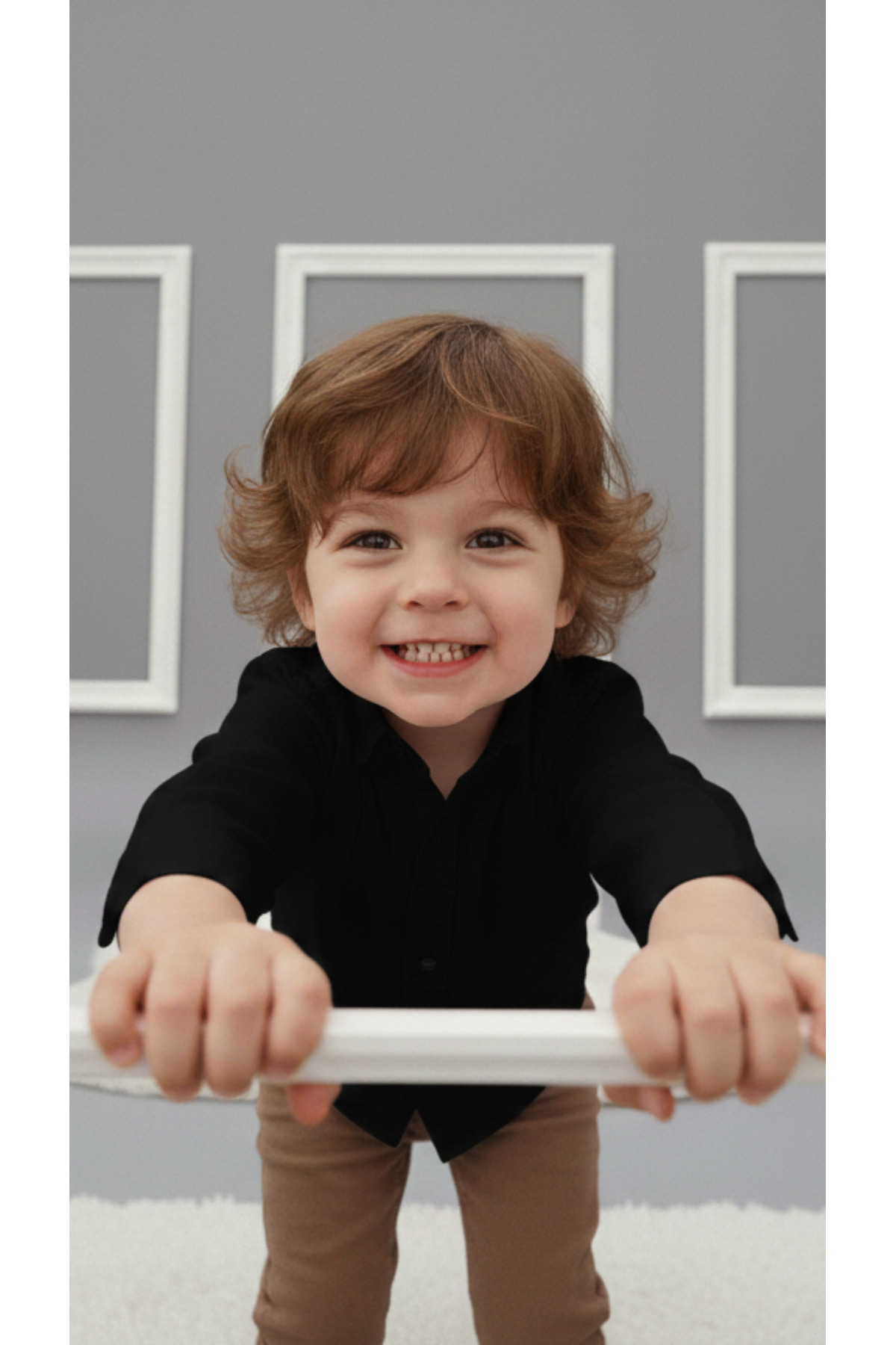 Momivi Kids Erkek Çocuk Klasik Düz Renk Gömlek fotoğrafı 2 (önizleme)