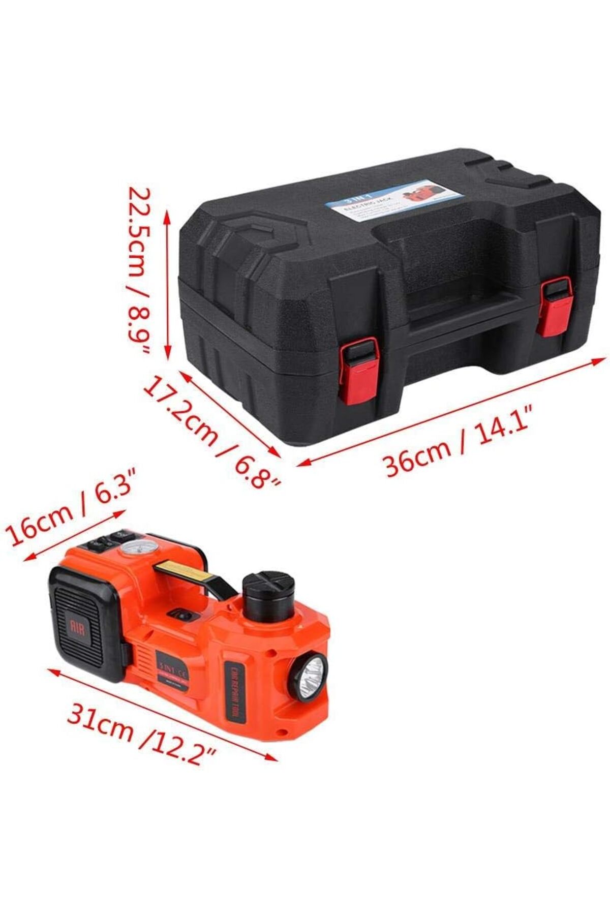 رافعة سيارة هيدروليك كهربائية 5 طن 4 في 1 – منفاخ ومفتاح كفرات 12 فولت 🚗