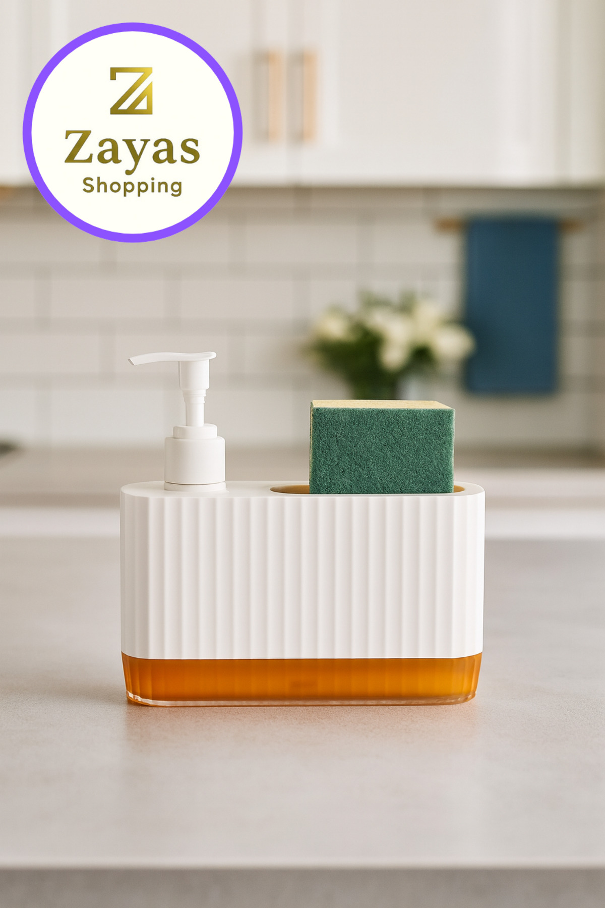 ZS-0062 -Merve-๐งผ Modern Soap Dispenser & Sponge Set โ Practical and Stylish Design