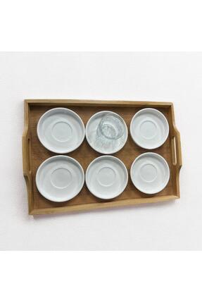 Esence Hediyelik 6'lı PORSELEN YUVARLAK ÇAY TABAK & DEKORATİF TABAK