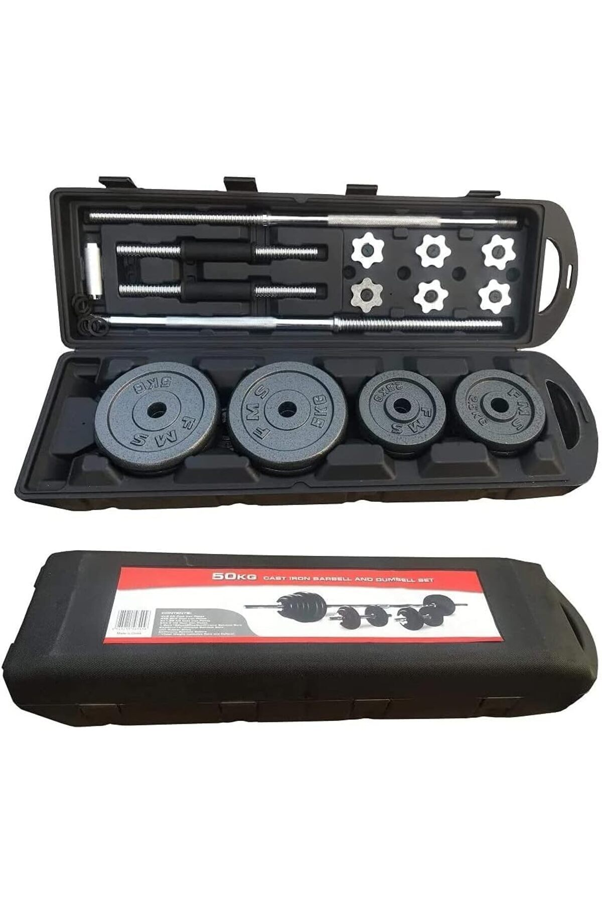 أثقال حديد 50 كيلو قابلة للتعديل – طقم دمبل وبار للتمارين المنزلية والجيم