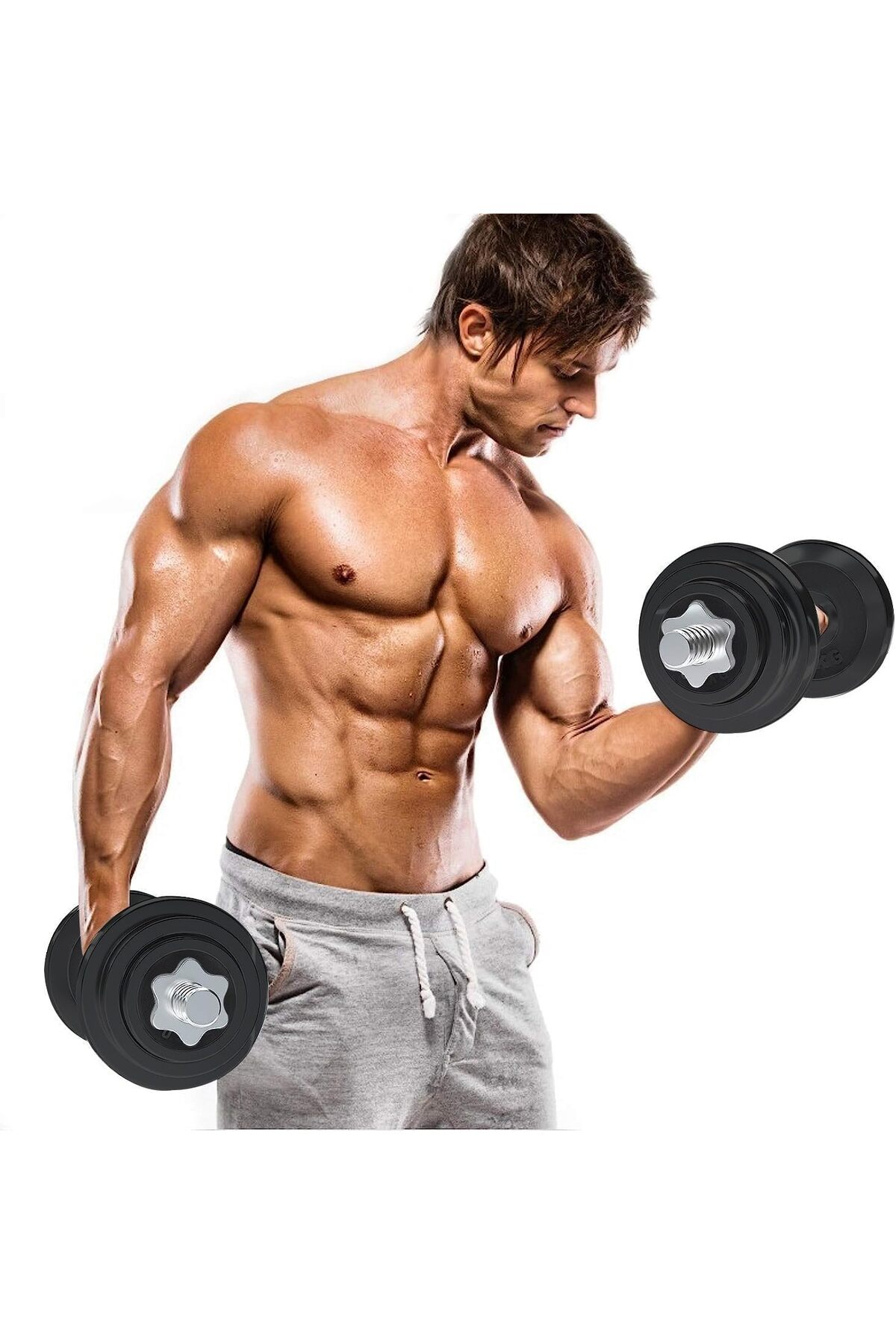 أثقال حديد 50 كيلو قابلة للتعديل – طقم دمبل وبار للتمارين المنزلية والجيم