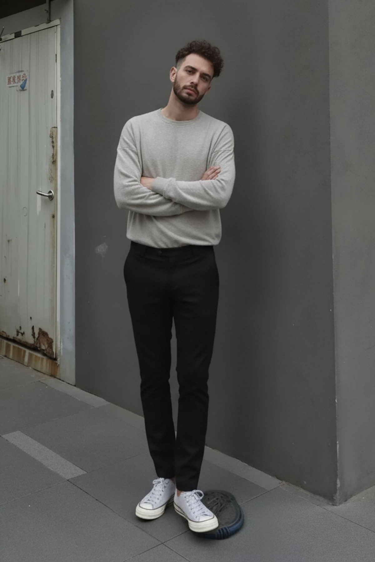 Erkek Krem Esnek Likrali Bilek Boy Kumaş Pantolon görsel 5