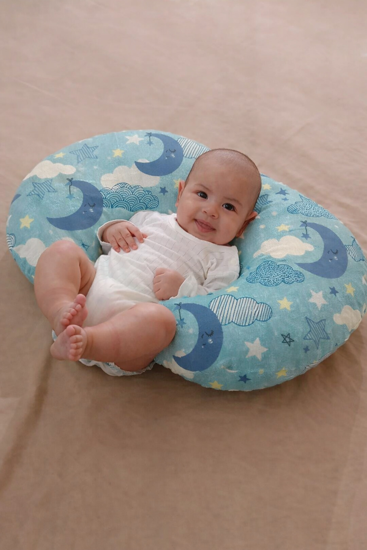 ENS PLASTİK Çift Taraflı Emzirme Yastığı /bebek Destek Minderi, Hamile Yastığı, Pamuklu Kumaş, Stars, Antrasit fotoğrafı 5 (önizleme)