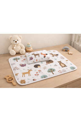 Babycitytr Yastıklı Alt Açma Minderi %100 Pamuk Müslin Bebek Alt Açma Matı Sü...