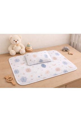 Babycitytr Yastıklı Alt Açma Minderi %100 Pamuk Müslin Bebek Alt Açma Matı Sü...