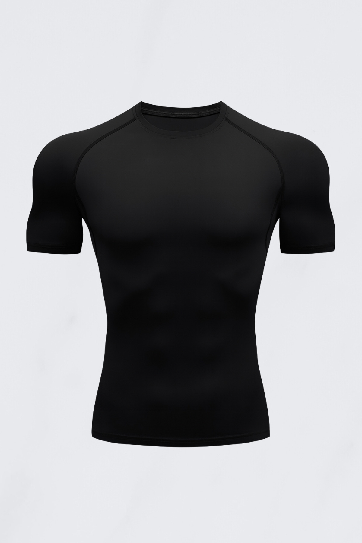 Unprinted Black Compression Lycra Bodystick Bodysuit Underwear T-Shirt Short Sleeve Gym Fitness