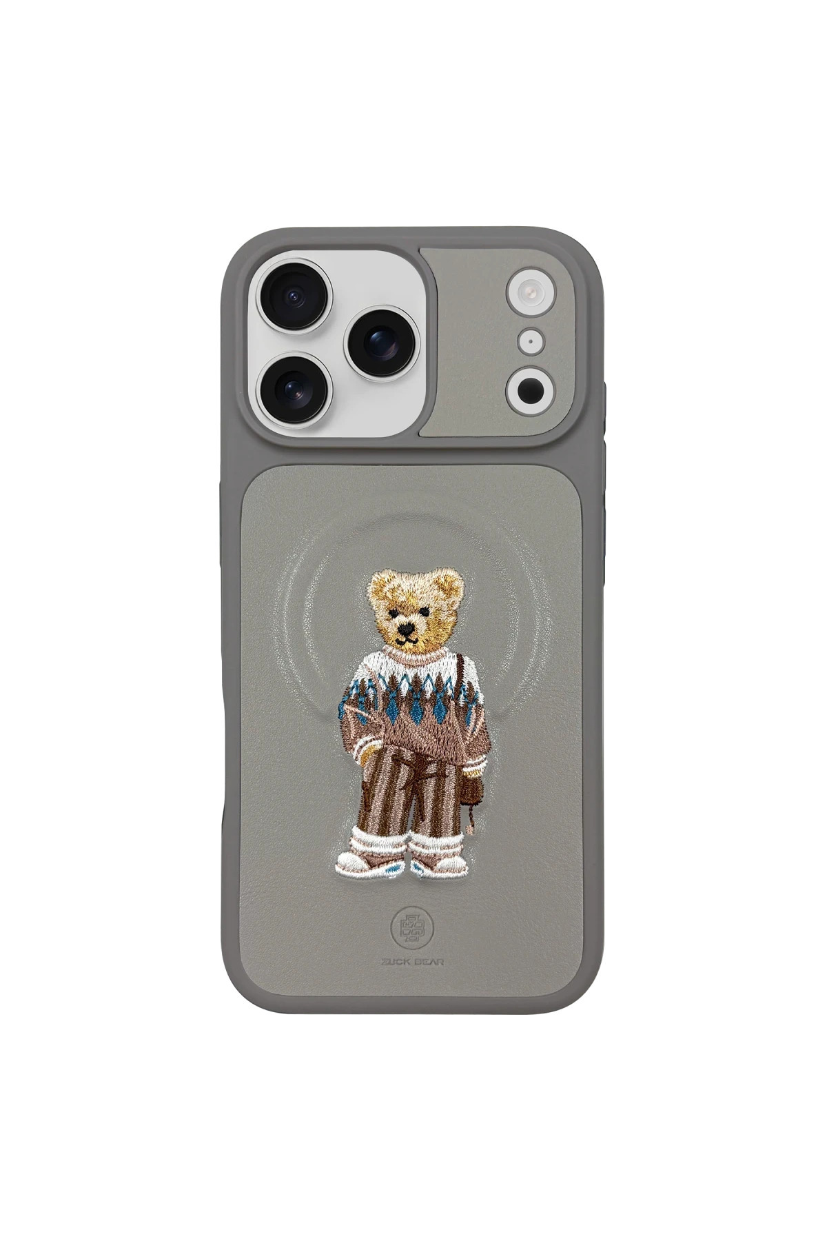 ZuckBear iPhone 17 Pro Max Kılıf 3D Figürlü Pu Deri Yüzey Manyetik