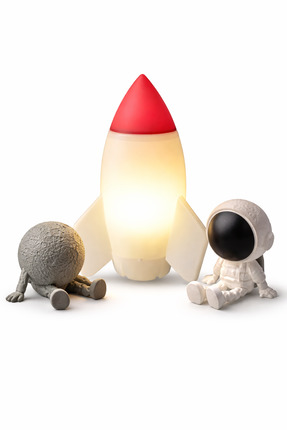 Miralux Işıklı Roket Dekoratif Lamba Ay ve Astronot – Gece Lambası & Masa Üst...