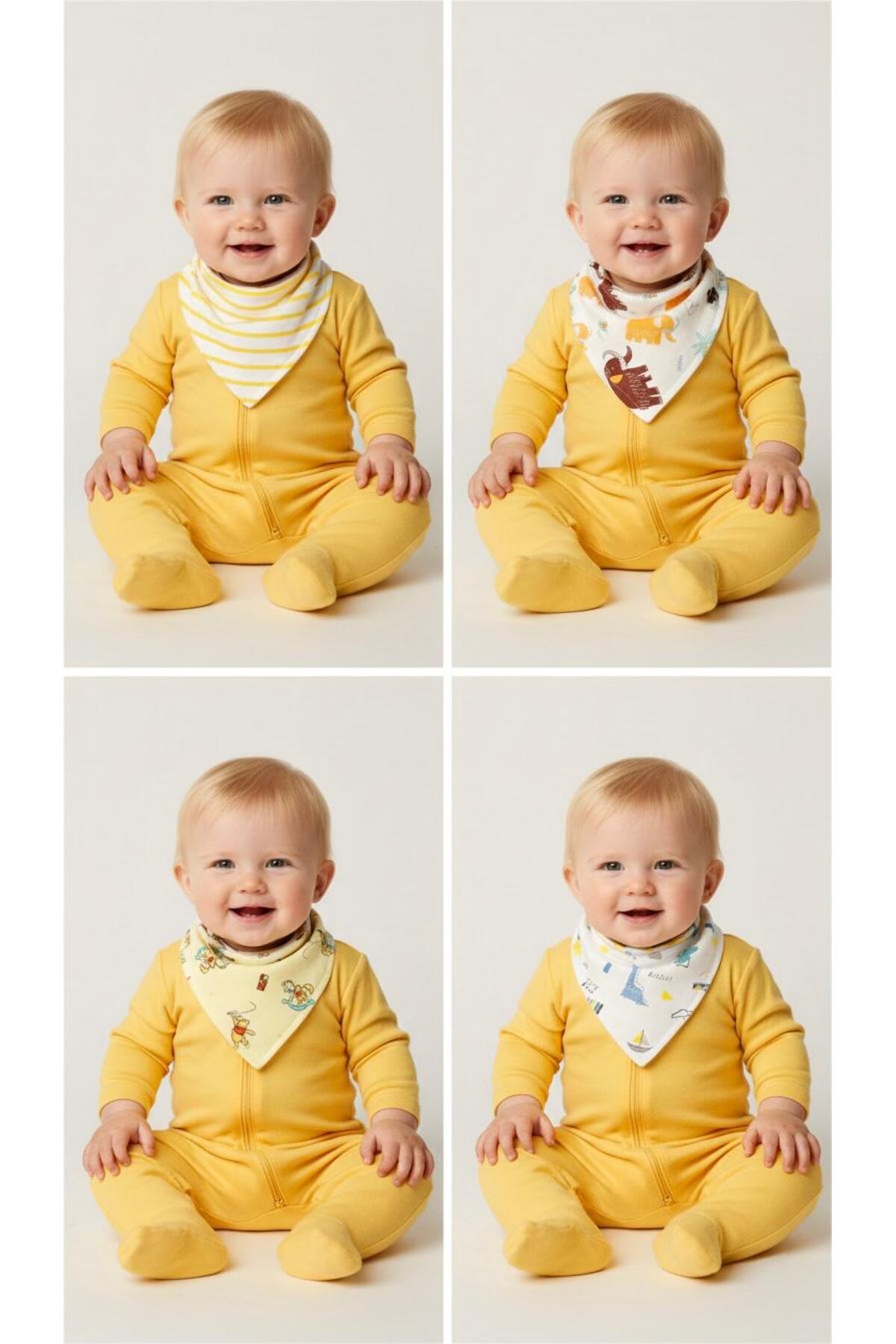 Lumos Trade (8 ADET) %100 Pamuk Kumaş Çift Katlı Çıtçıtlı Bebek Salya Önlük & Fular - Mix fotoğrafı 2 (önizleme)