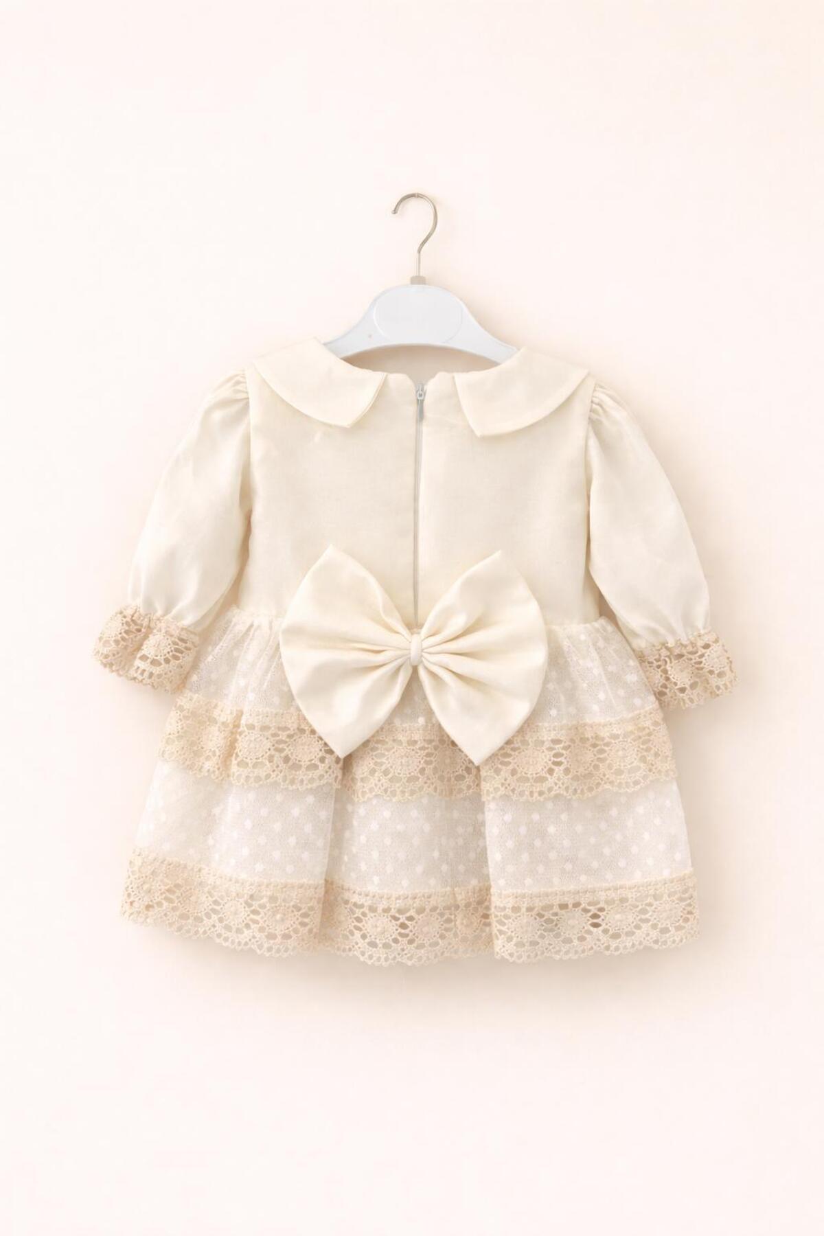 Numix Baby Kids Kız Bebek Dantelli Elbise, Lüks Elbise Seti, YeniDoğan, Bayramlık,Mevlütlük Takım fotoğrafı 4 (önizleme)