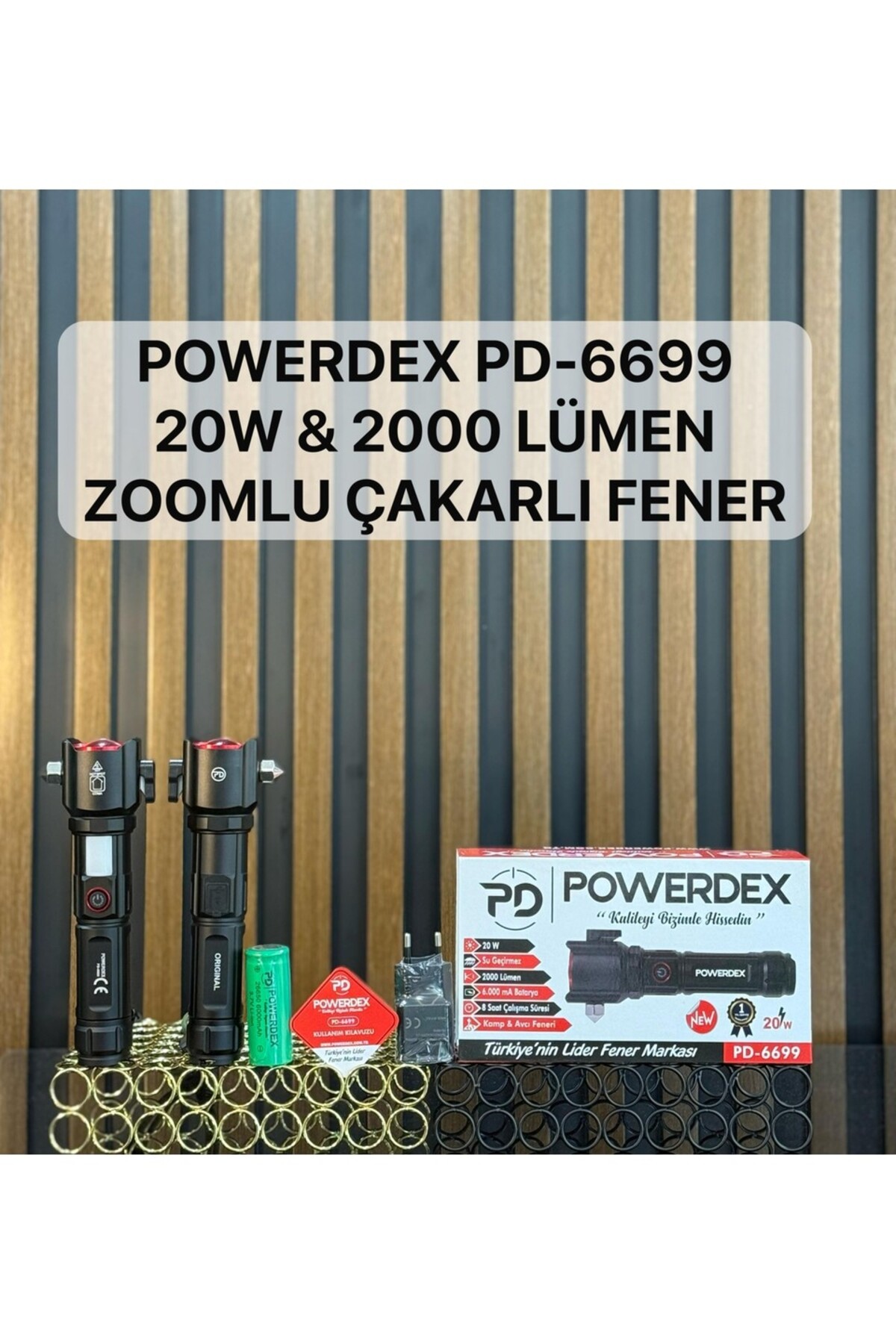 powerdex PD-6699 El ve Kamp Feneri | 20W, 2000 Lümen, 6000MAH