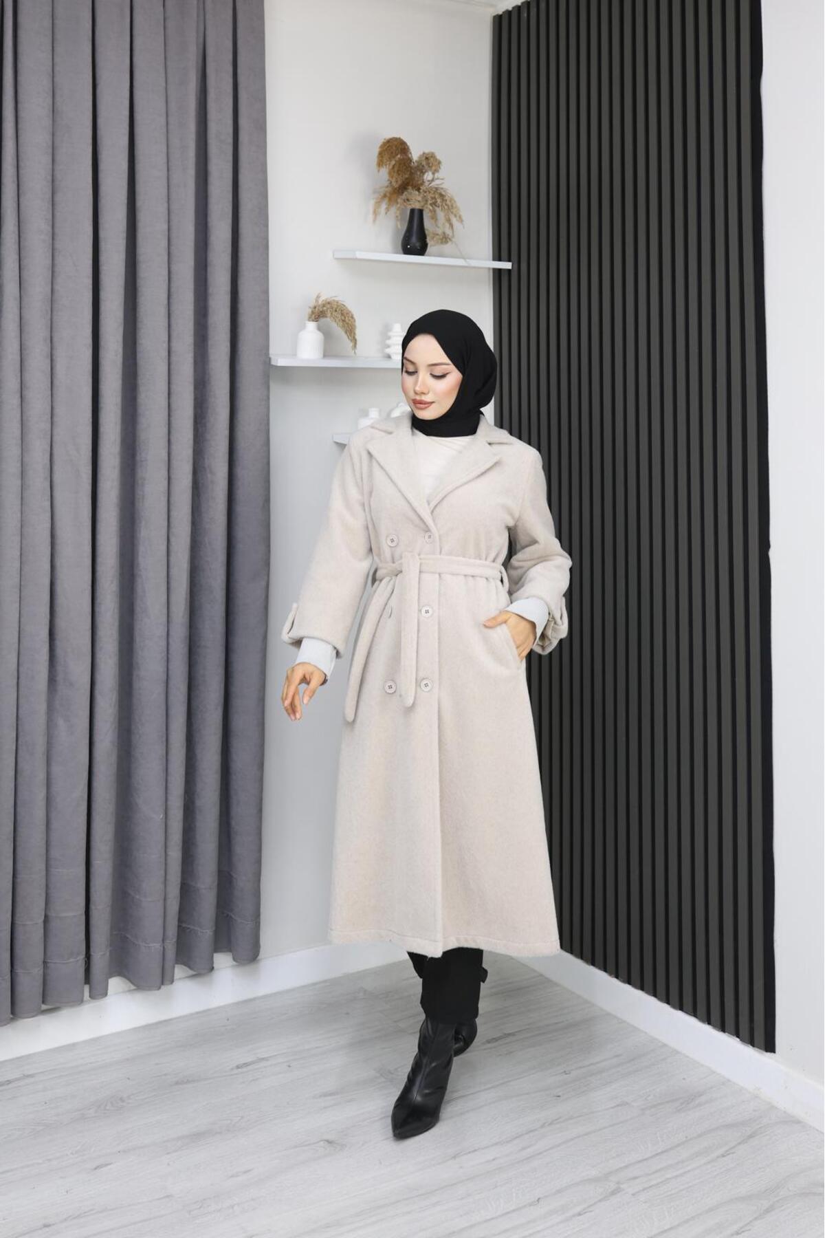 GÖZDE GİYİM  FOX KUMAŞ 115 CM BOY ERKEK YAKA KOL AĞZI TRİKOLU KABAN