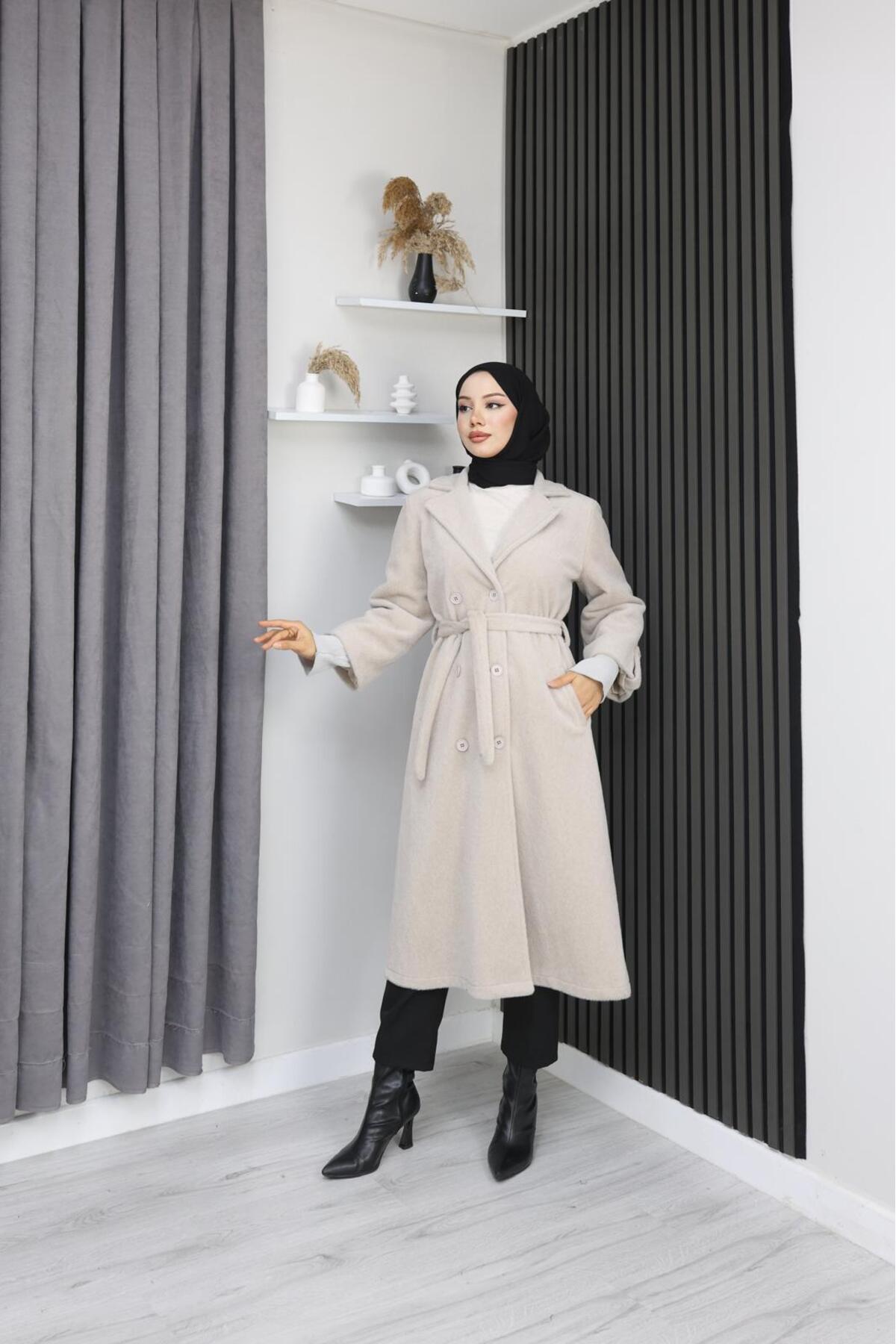 GÖZDE GİYİM  FOX KUMAŞ 115 CM BOY ERKEK YAKA KOL AĞZI TRİKOLU KABAN - Görsel 3