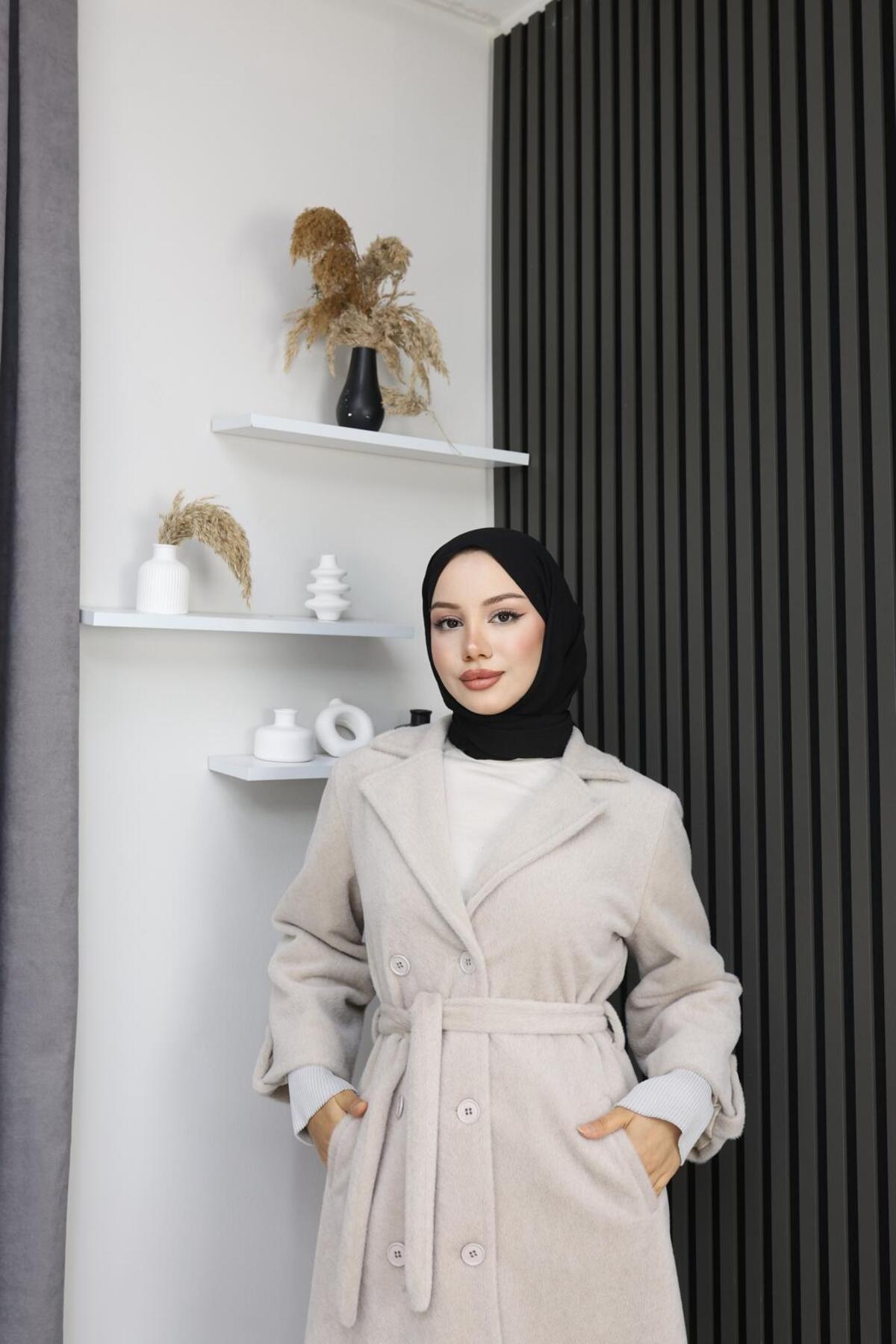 GÖZDE GİYİM  FOX KUMAŞ 115 CM BOY ERKEK YAKA KOL AĞZI TRİKOLU KABAN - Görsel 4