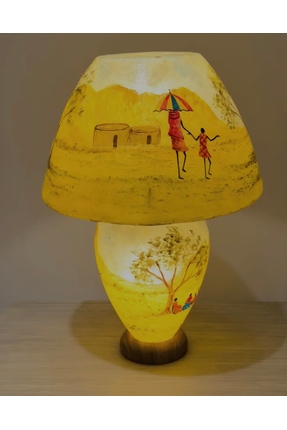 Lunacclight ETNİK MODEL EL BOYAMA DERİ ABAJUR