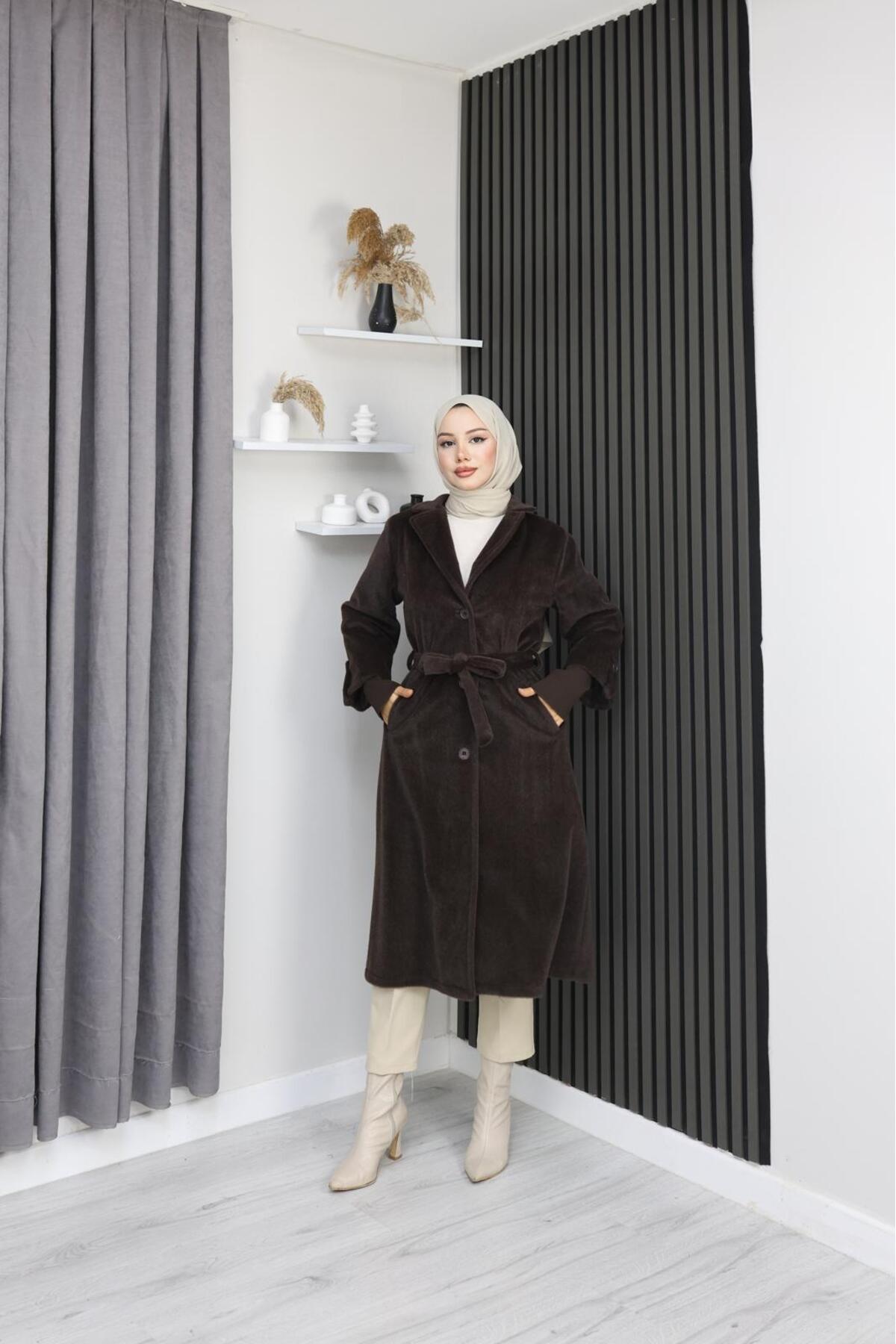 GÖZDE GİYİM  FOX KUMAŞ 115 CM. BOY ERKEK YAKA KOL AĞZI TRİKOLU KABAN - Görsel 5